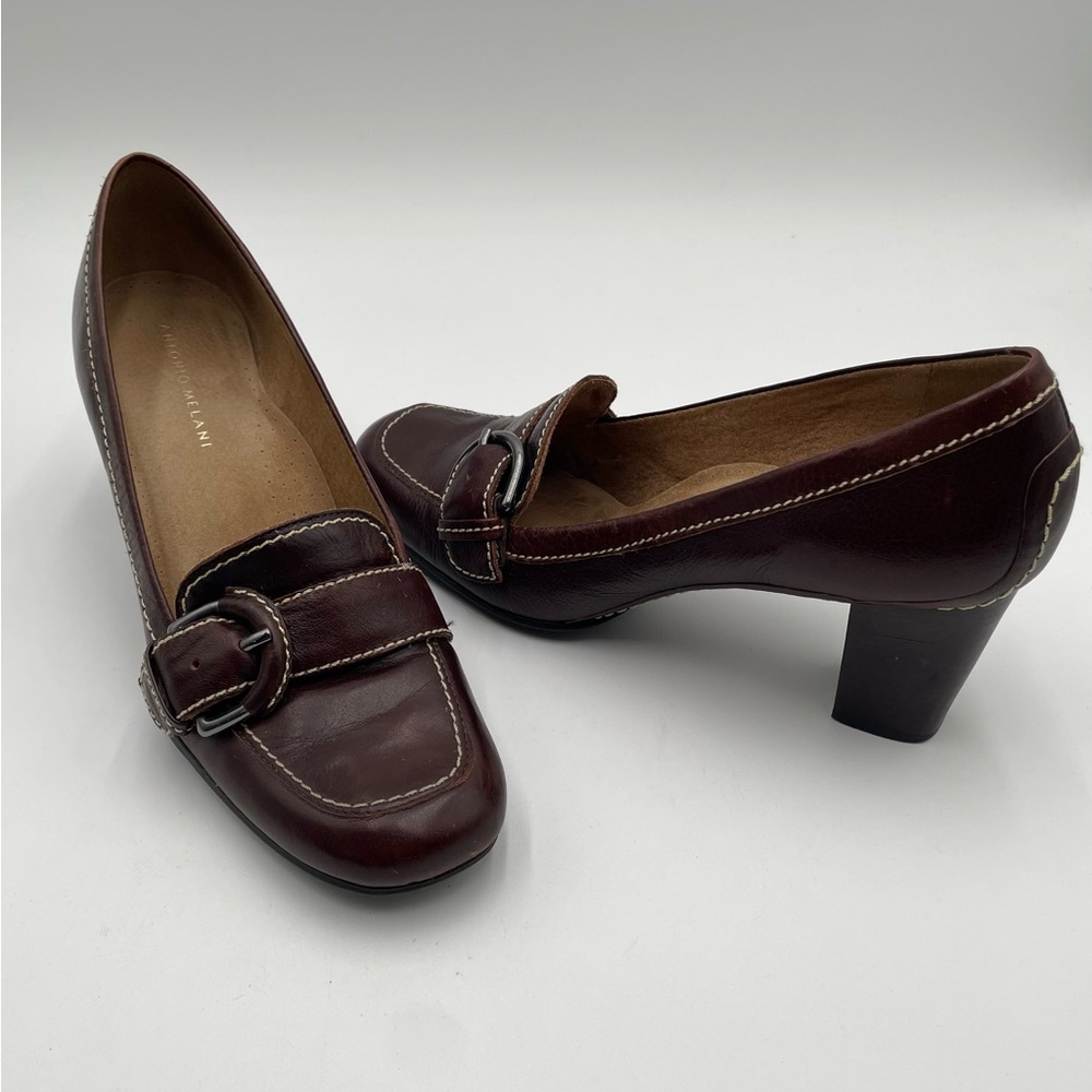 Antonio Melani Women Shoes 10 Pumps Leather Chunky Heels School Girl Prep